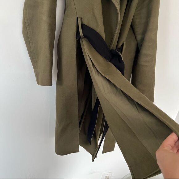 ALL SAINTS Olive Green Twill Indira Penza Winter Trench Coat - Picture 13 of 15
